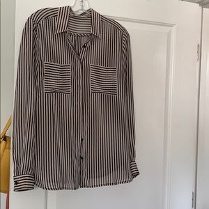 Loft sheer collared button down shirt.